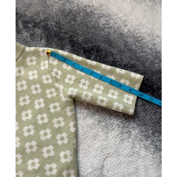 Princess Polly Ribbed Green Floral Mock Neck Pullover Sweater Size Small Medium - Picture 7 of 8